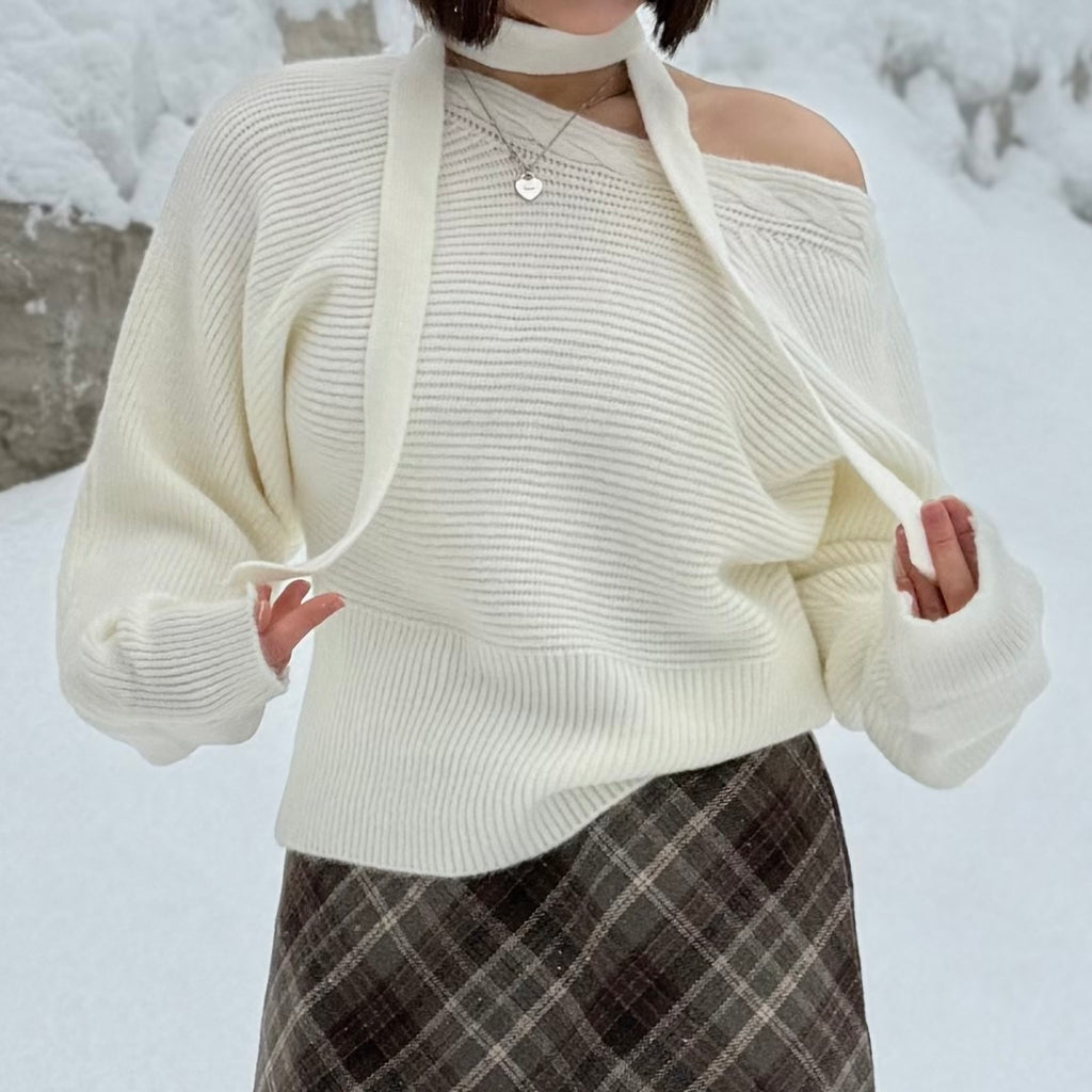 Whisper Scarf Off-Shoulder Knit